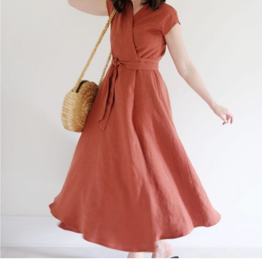 Only Child Palo linen wrap dress